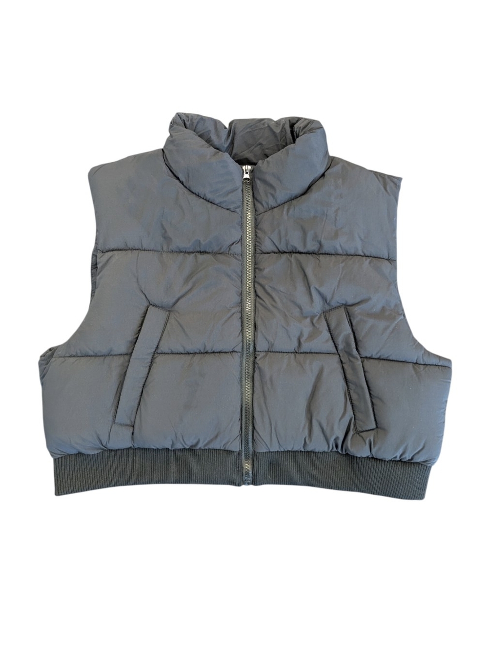 Women's Black Puffer Zip Up Vest